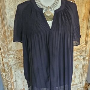 Rachel Zoe Navy Pleated Blouse